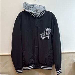 Black LA Dodgers Jacket with Skeleton Hand Design